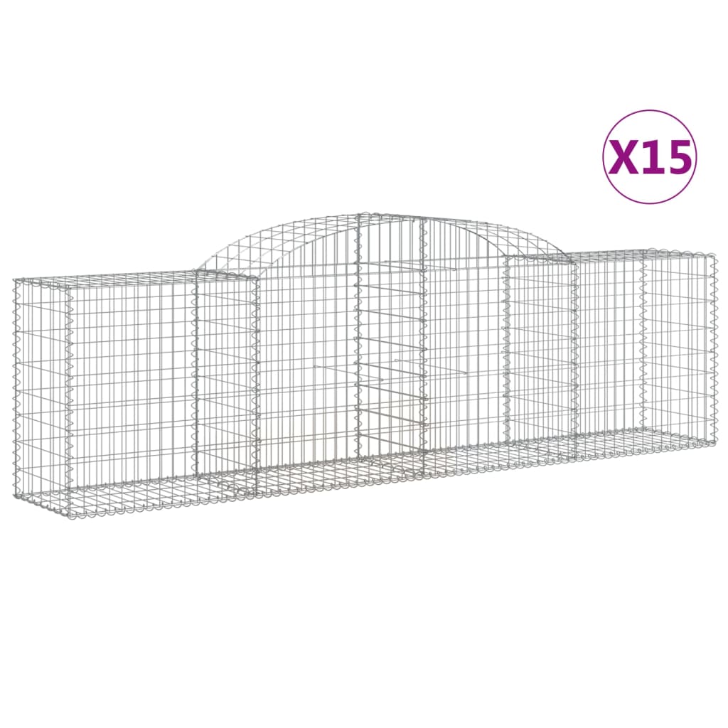 Arched Gabion Baskets 15 pcs 300x50x80/100 cm Galvanised Iron