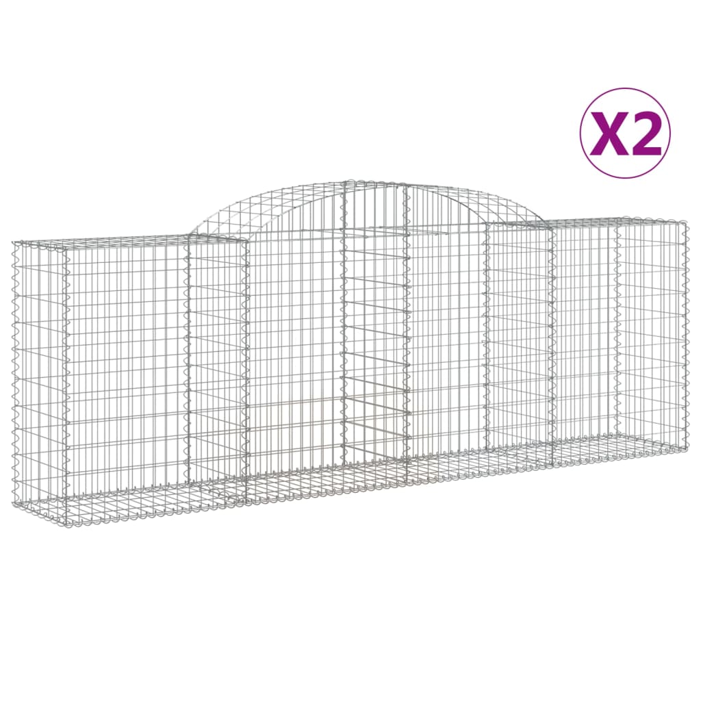 Arched Gabion Baskets 2 pcs 300x50x100/120 cm Galvanised Iron