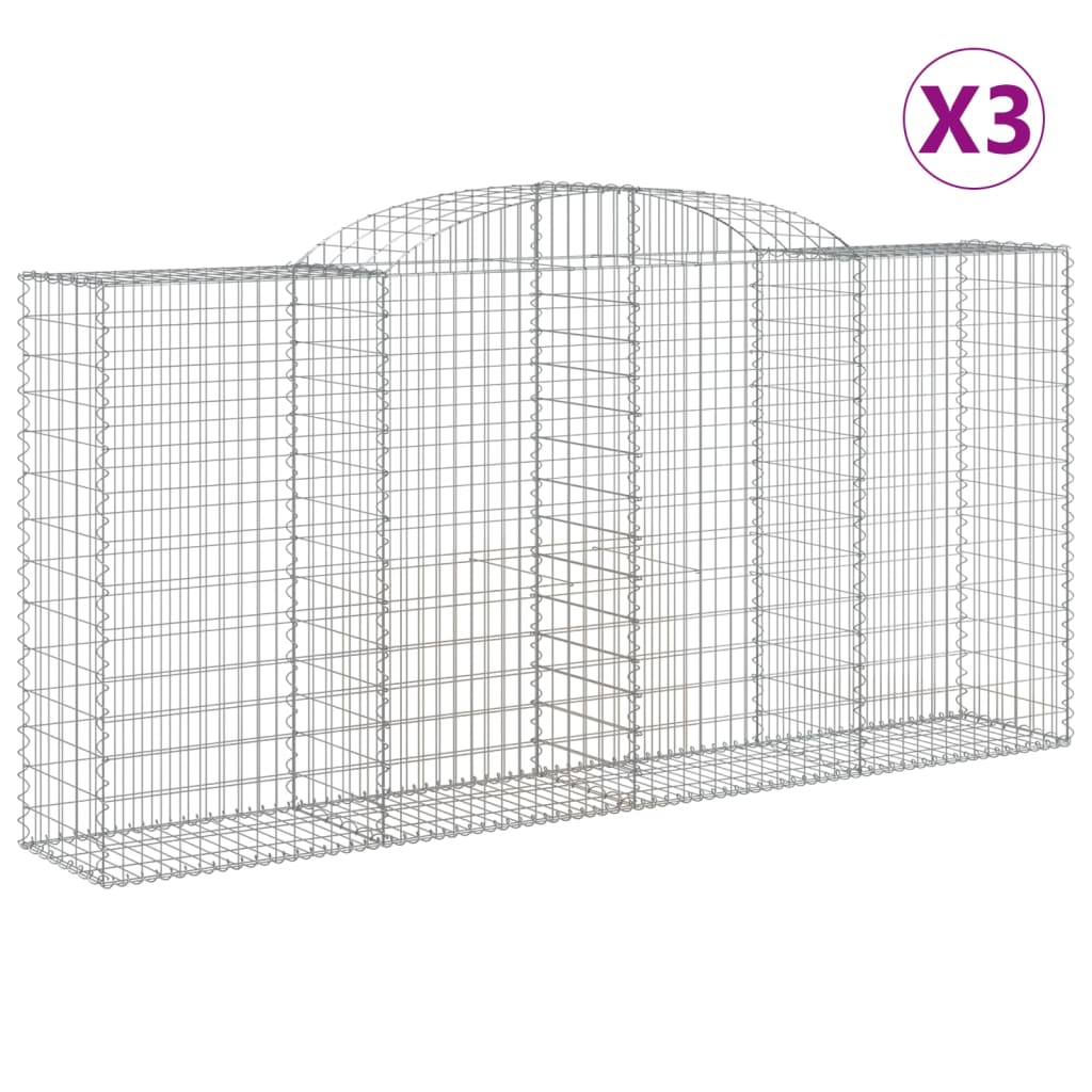 Arched Gabion Baskets 3 pcs 300x50x140/160 cm Galvanised Iron