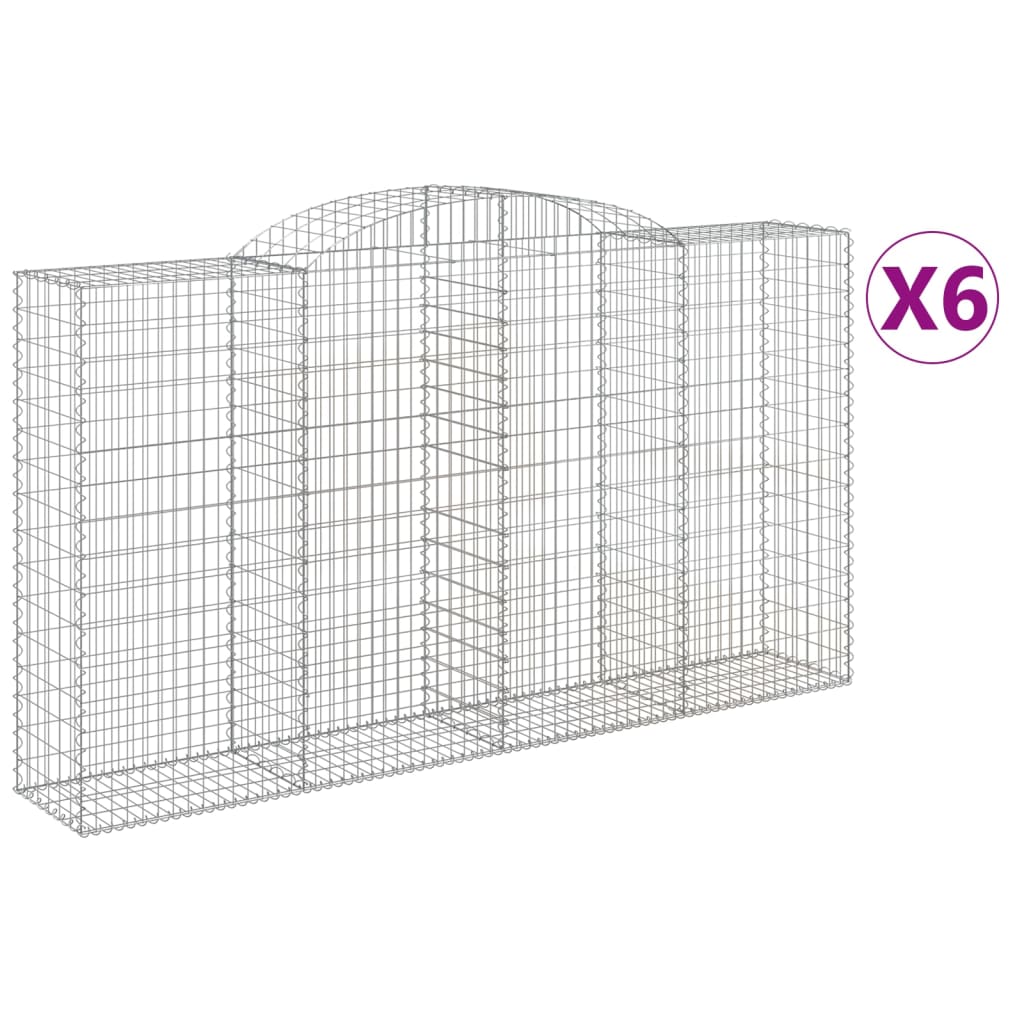 Arched Gabion Baskets 6 pcs 300x50x160/180 cm Galvanised Iron