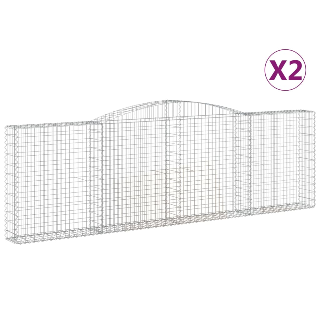 Arched Gabion Baskets 2 pcs 400x30x120/140 cm Galvanised Iron