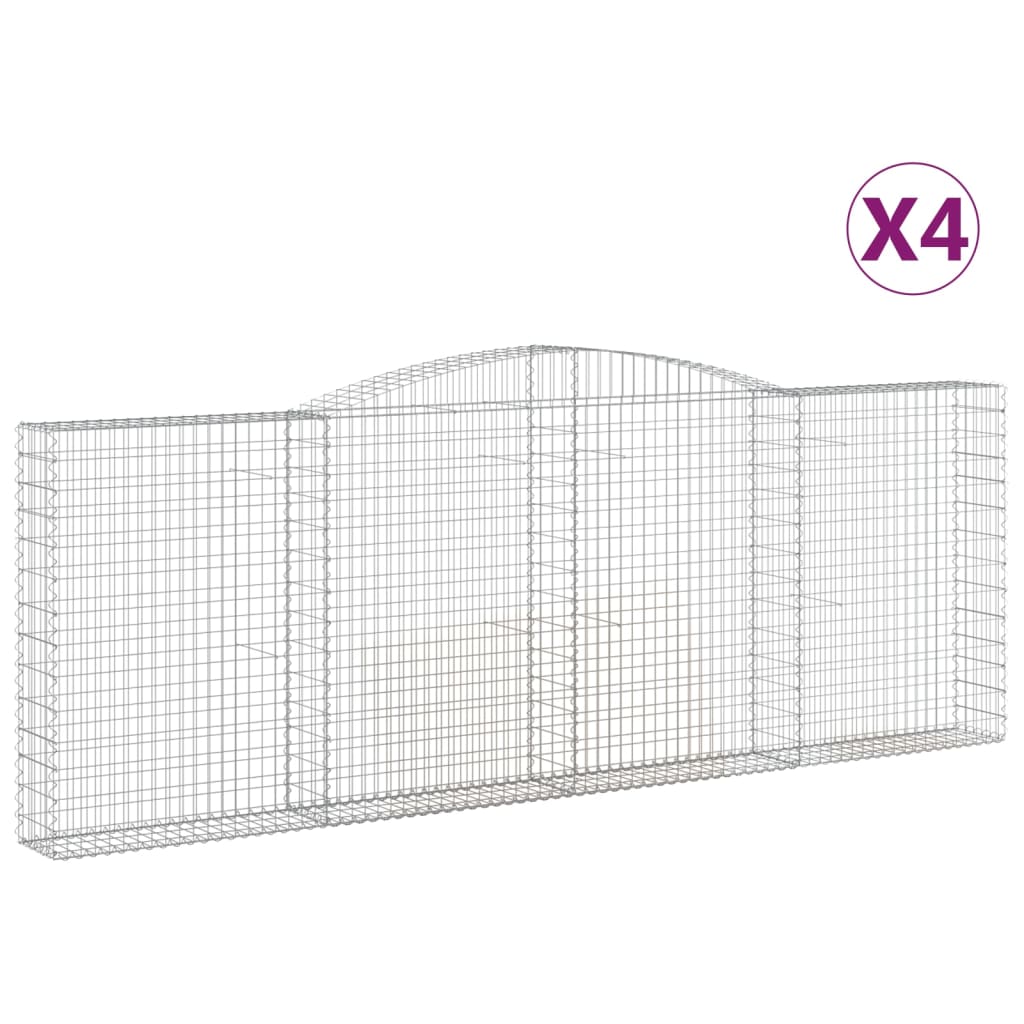 Arched Gabion Baskets 4 pcs 400x30x140/160 cm Galvanised Iron