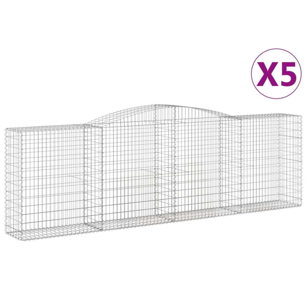 Arched Gabion Baskets 5 pcs 400x50x120/140 cm Galvanised Iron