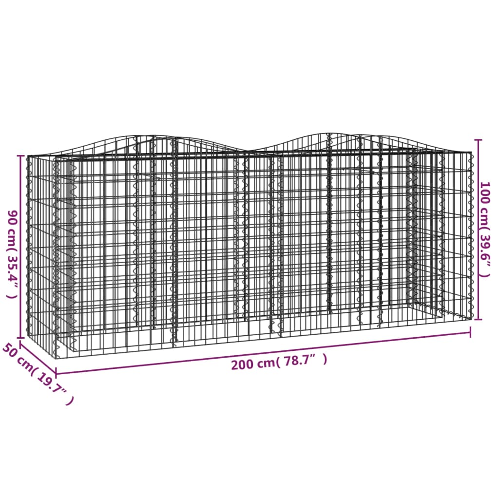 Arched Gabion Raised Bed 200x50x100 cm Galvanised Iron