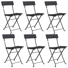 Folding Bistro Chairs 6 pcs Black Poly Rattan and Steel