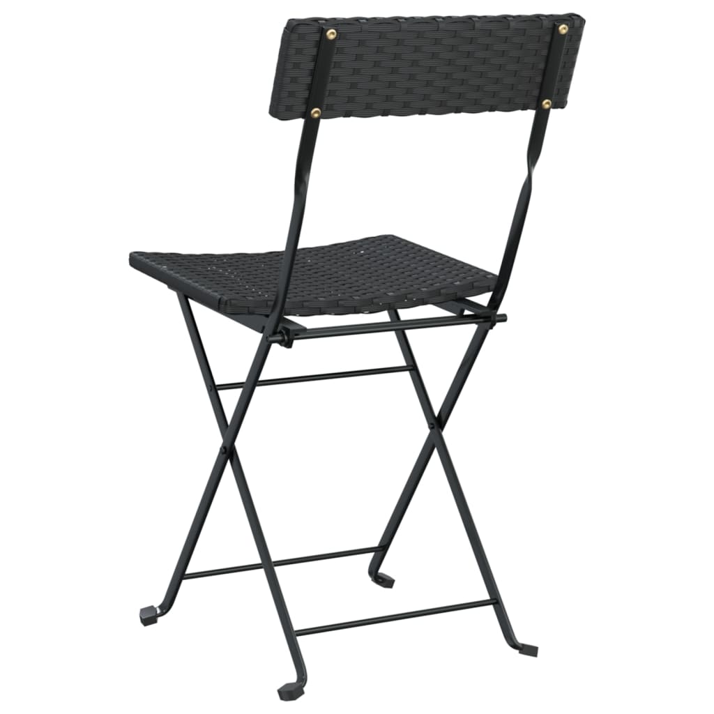 Folding Bistro Chairs 6 pcs Black Poly Rattan and Steel