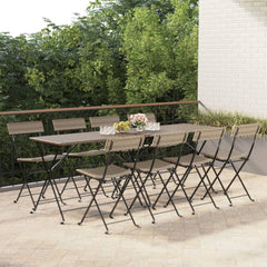 Folding Bistro Chairs 8 pcs Grey Poly Rattan and Steel