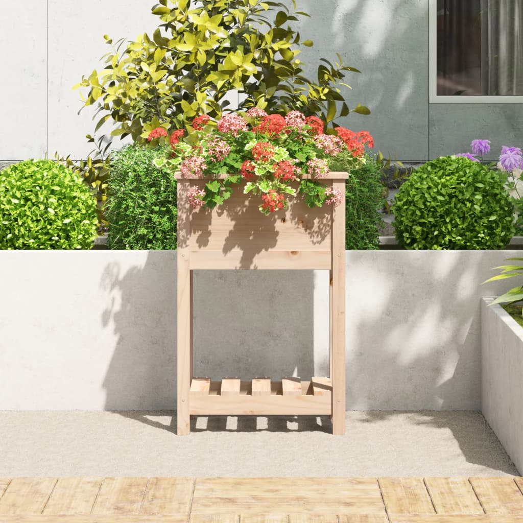 Planter with Shelf 54x34.5x81 cm Solid Wood Pine