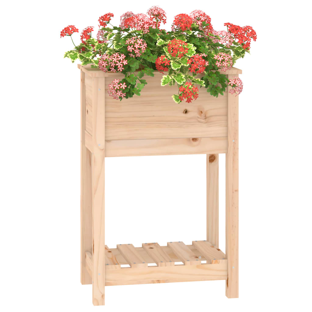 Planter with Shelf 54x34.5x81 cm Solid Wood Pine