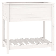 Planter with Shelf White 82.5x54x81 cm Solid Wood Pine