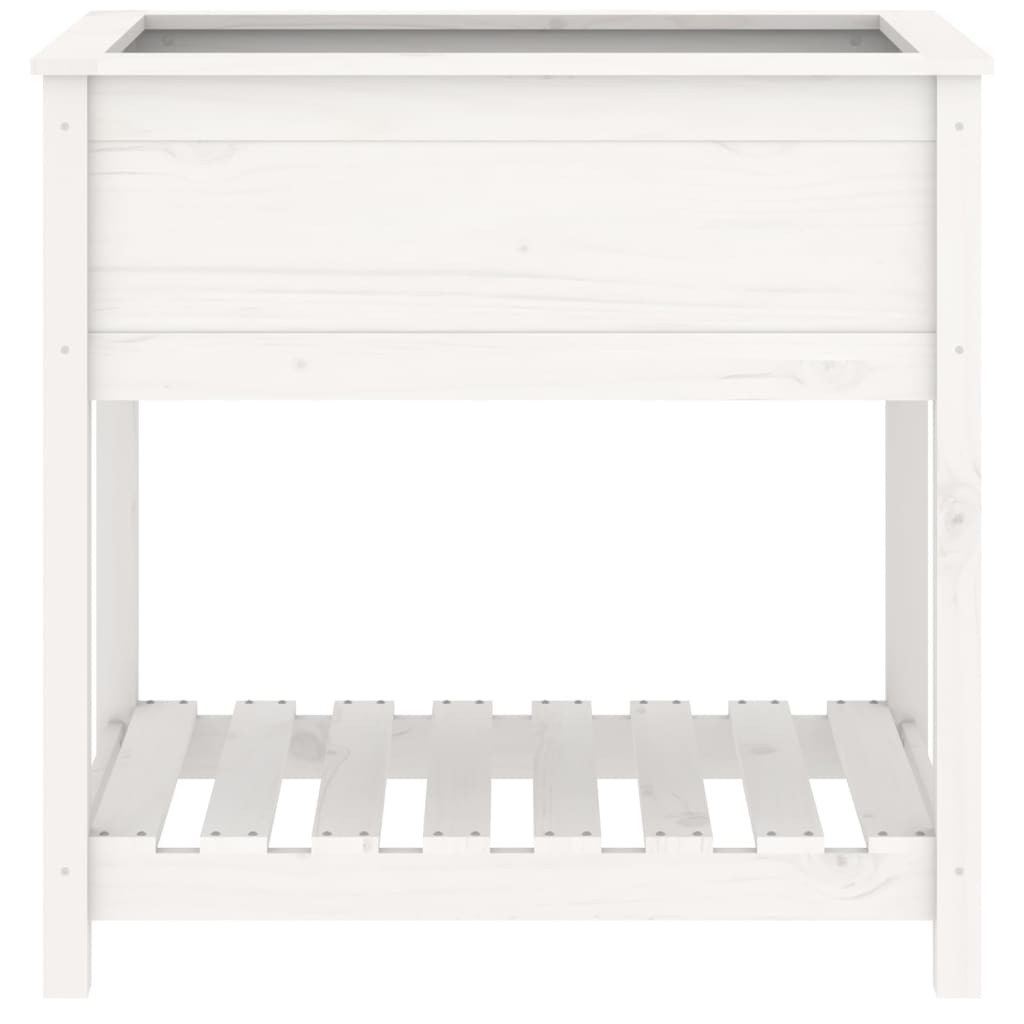 Planter with Shelf White 82.5x54x81 cm Solid Wood Pine