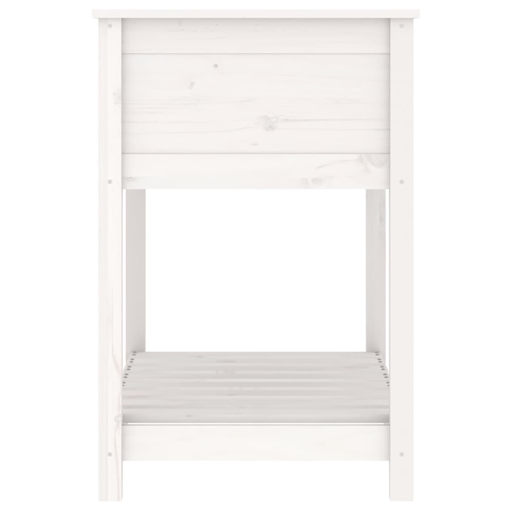 Planter with Shelf White 82.5x54x81 cm Solid Wood Pine