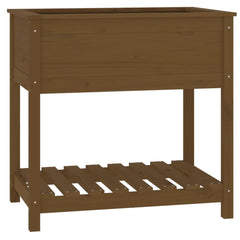 Planter with Shelf Honey Brown 82.5x54x81 cm Solid Wood Pine