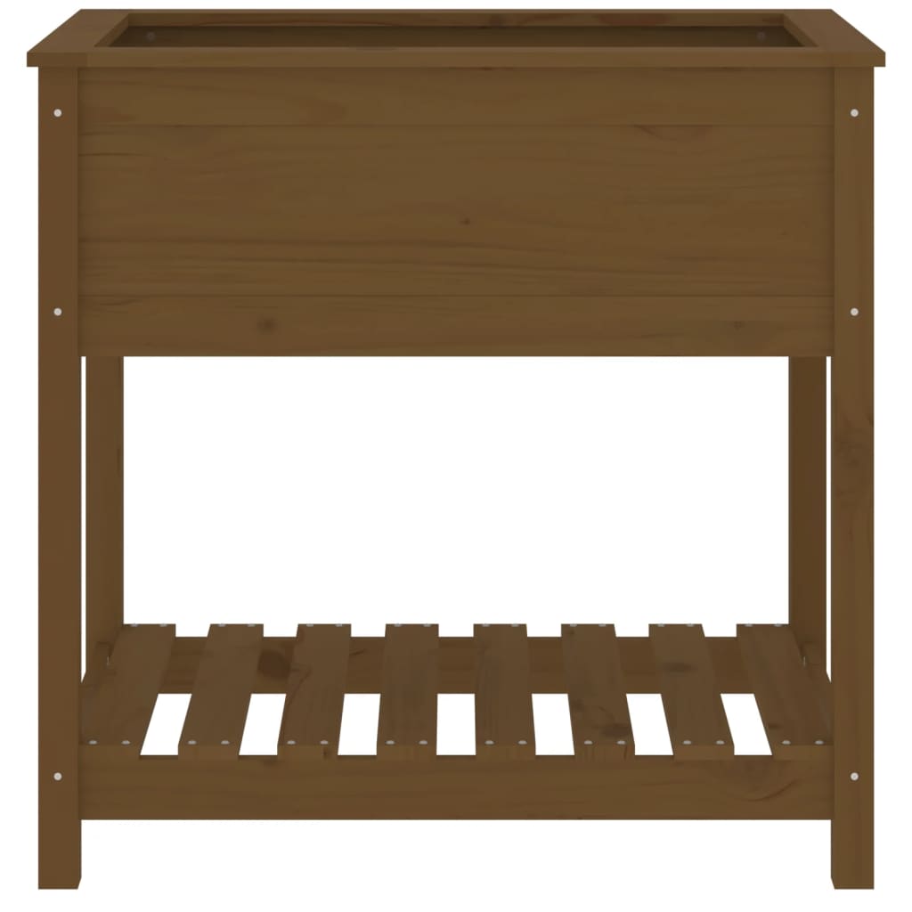 Planter with Shelf Honey Brown 82.5x54x81 cm Solid Wood Pine