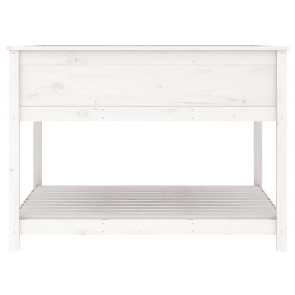 Planter with Shelf White 111.5x111.5x81 cm Solid Wood Pine