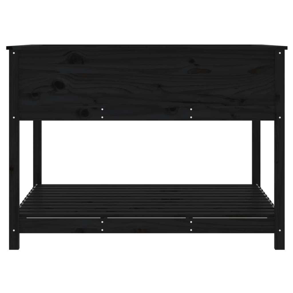 Planter with Shelf Black 111.5x111.5x81 cm Solid Wood Pine