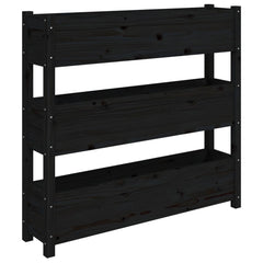 Planter Black 112x25x104.5 cm Solid Wood Pine