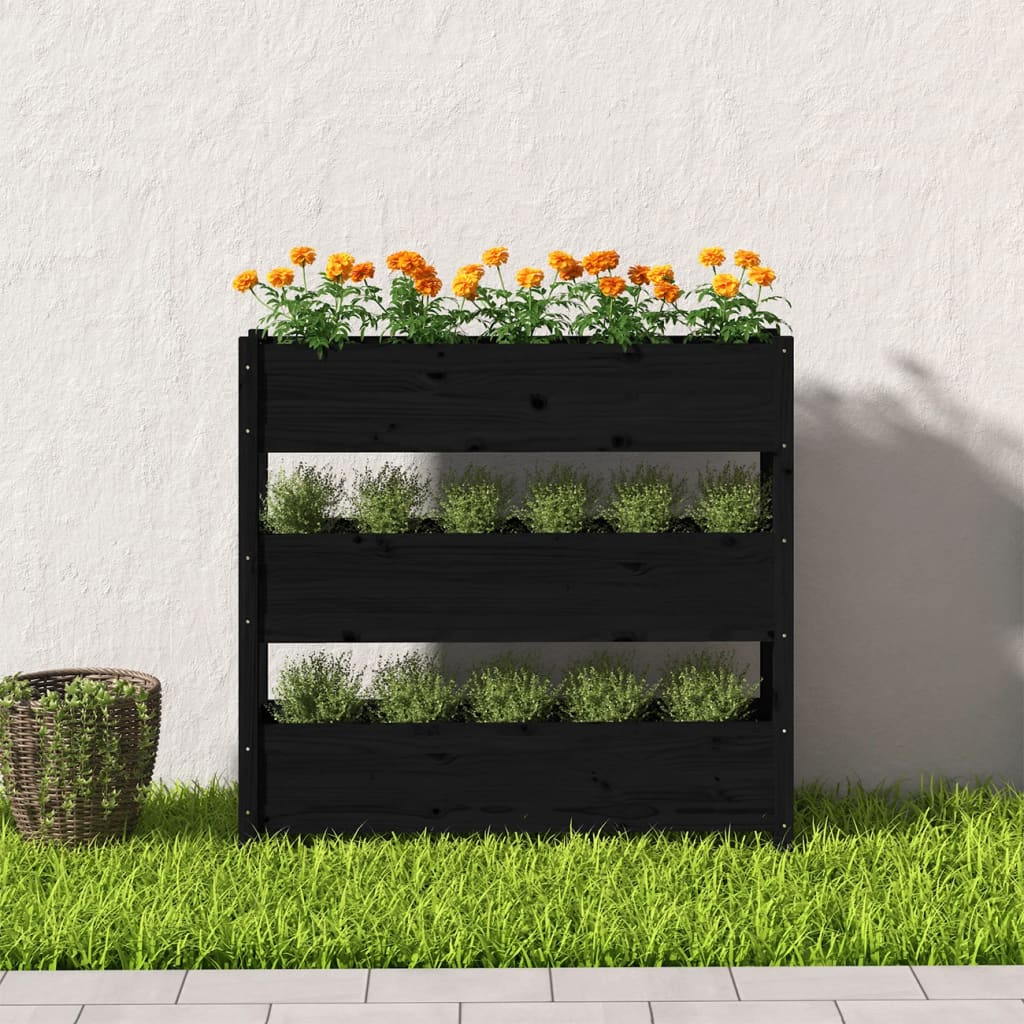 Planter Black 112x25x104.5 cm Solid Wood Pine