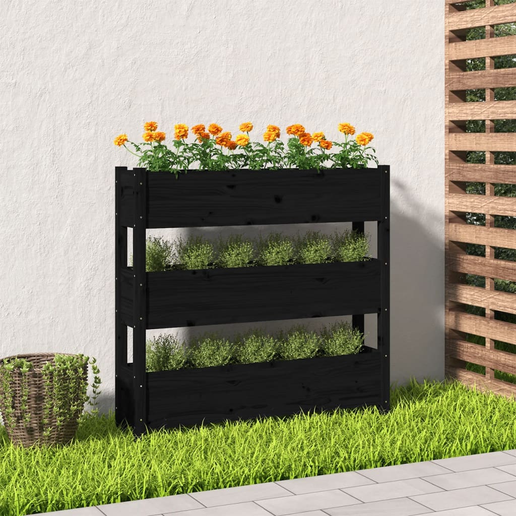 Planter Black 112x25x104.5 cm Solid Wood Pine