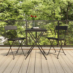 Folding Bistro Chairs 2 pcs Black Poly Rattan and Steel