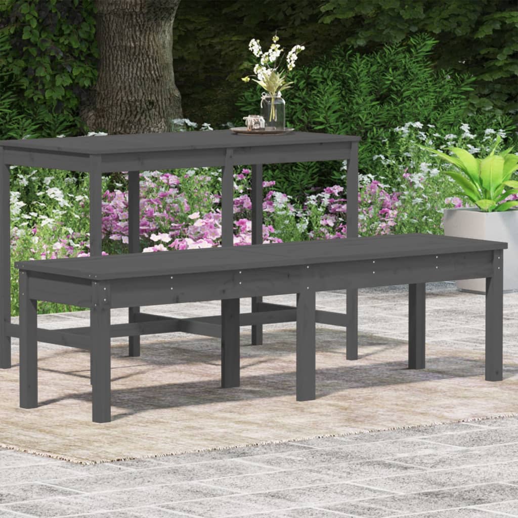 2-Seater Garden Bench Grey 159.5x44x45 cm Solid Wood Pine