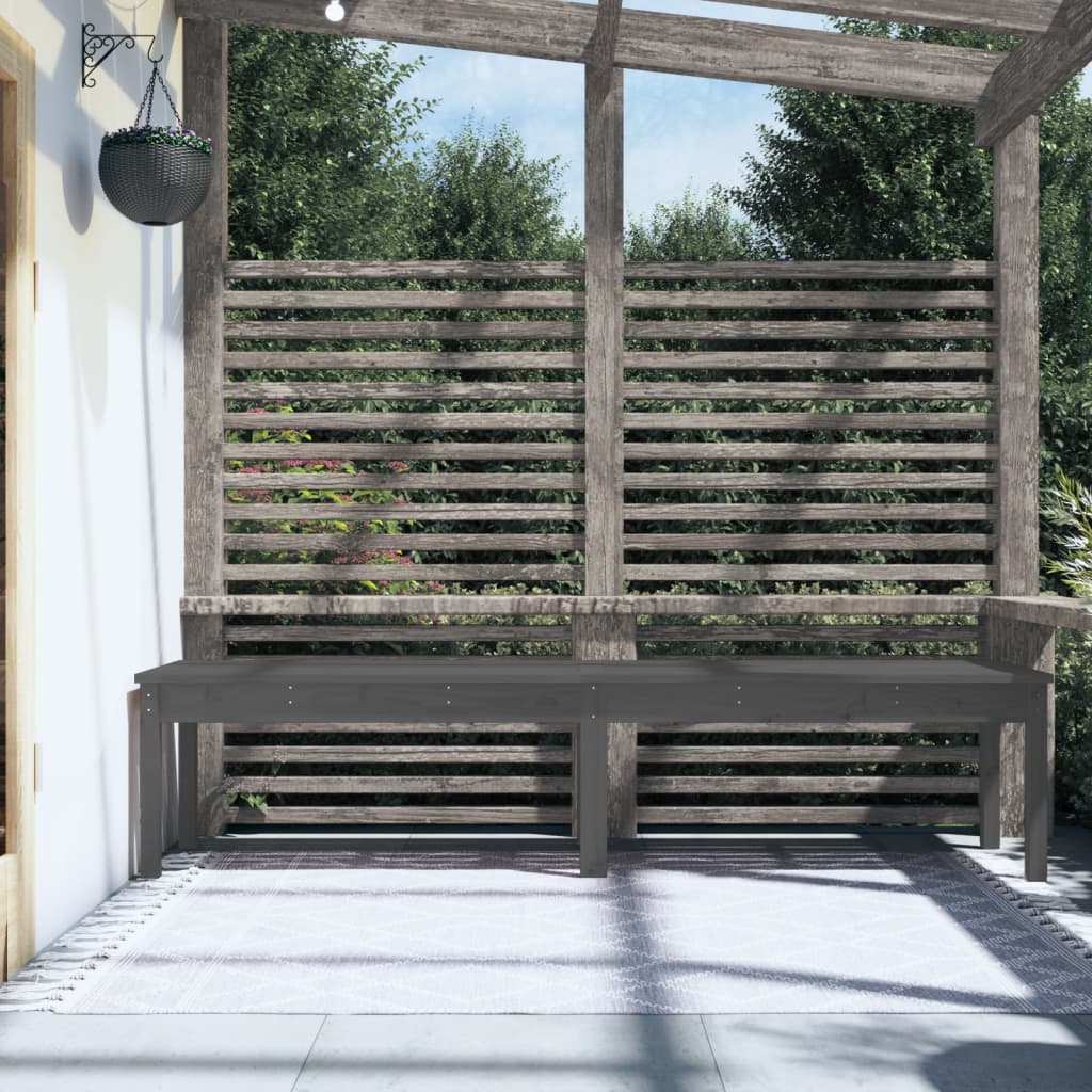 2-Seater Garden Bench Grey 203.5x44x45 cm Solid Wood Pine