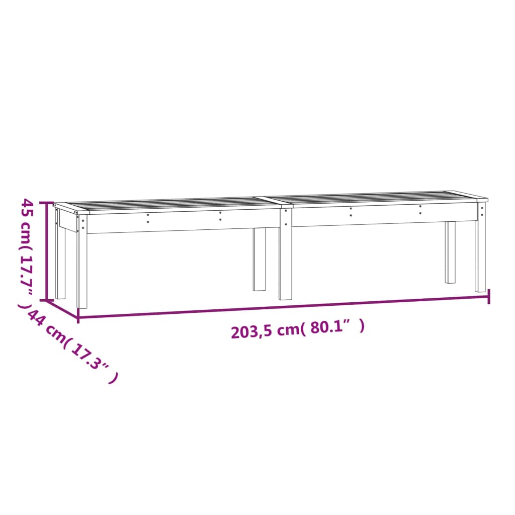 2-Seater Garden Bench Grey 203.5x44x45 cm Solid Wood Pine