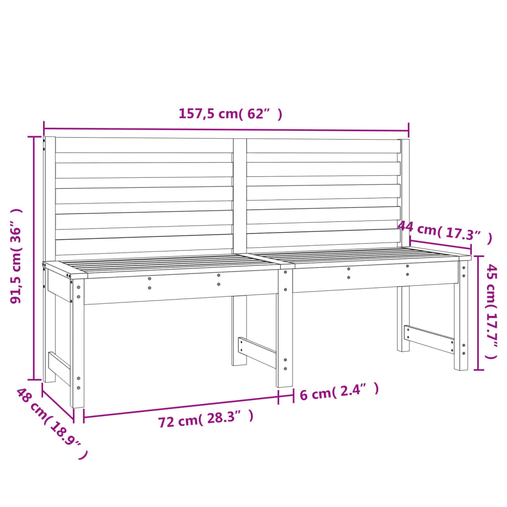 Garden Bench Honey Brown 157.5 cm Solid Wood Pine