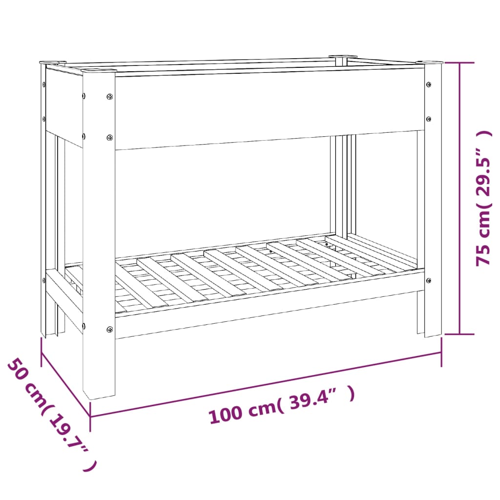 Garden Raised Bed with Shelf Grey 100x50x75 cm WPC