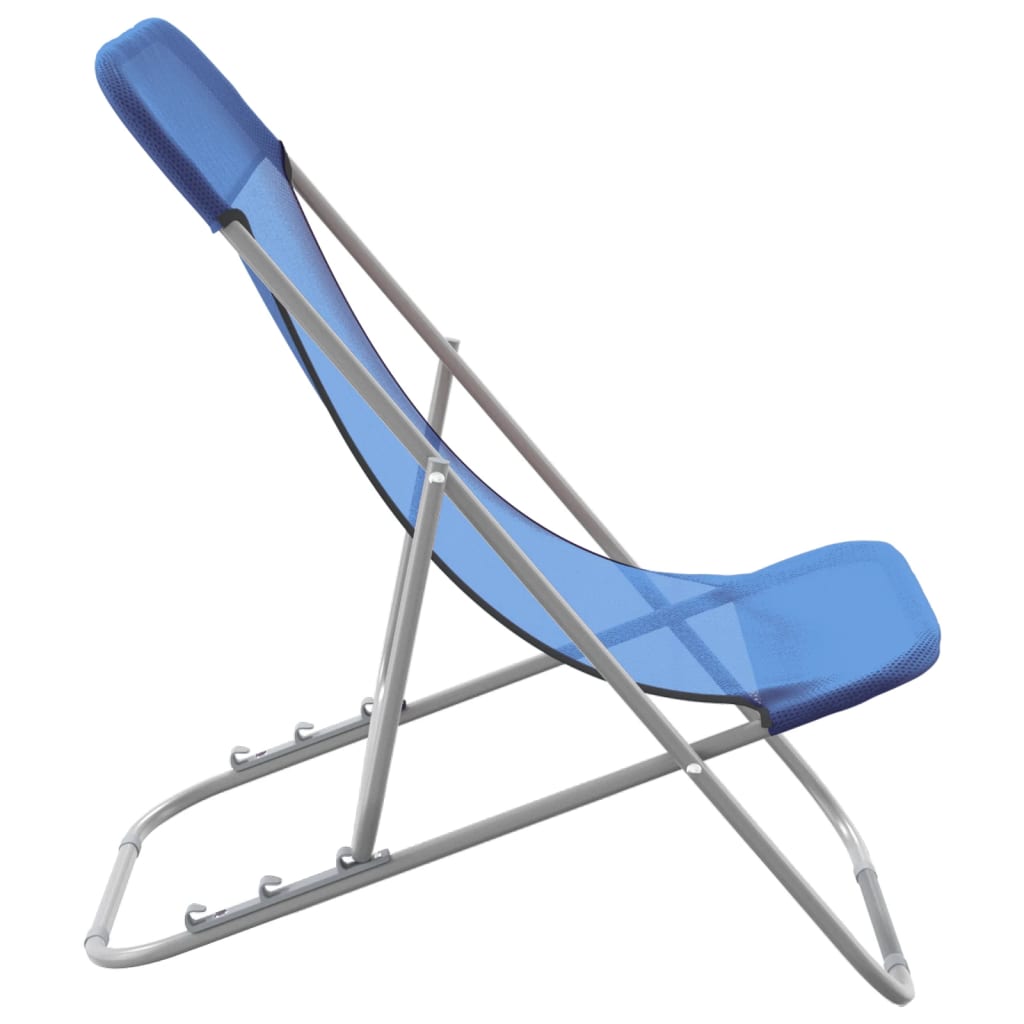 Folding Beach Chairs 2 pcs Blue Textilene&Powder-coated Steel