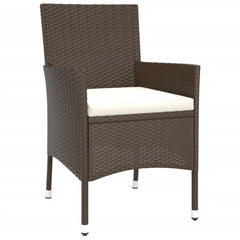 Garden Chairs with Cushions 2 pcs Brown Poly Rattan