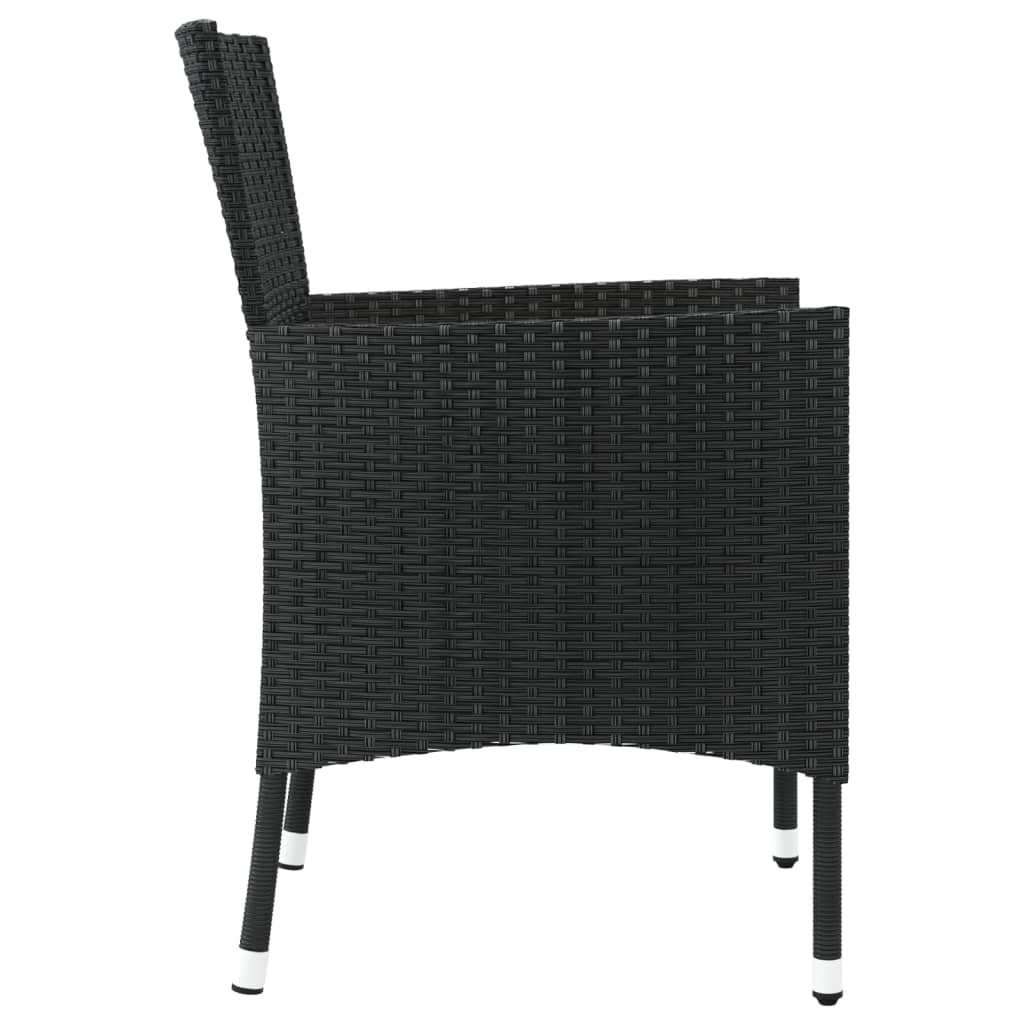 Garden Chairs with Cushions 2 pcs Black Poly Rattan