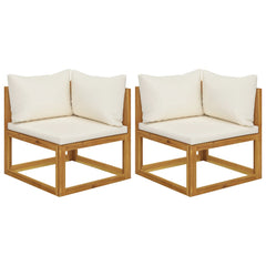 Sectional Corner Sofas 2 pcs with Cushions Solid Wood Acacia