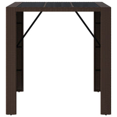 Bar Table with Glass Top Brown 105x80x110 cm Poly Rattan