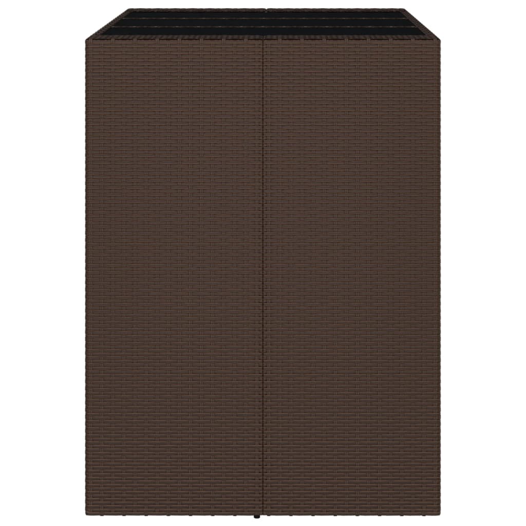 Bar Table with Glass Top Brown 105x80x110 cm Poly Rattan