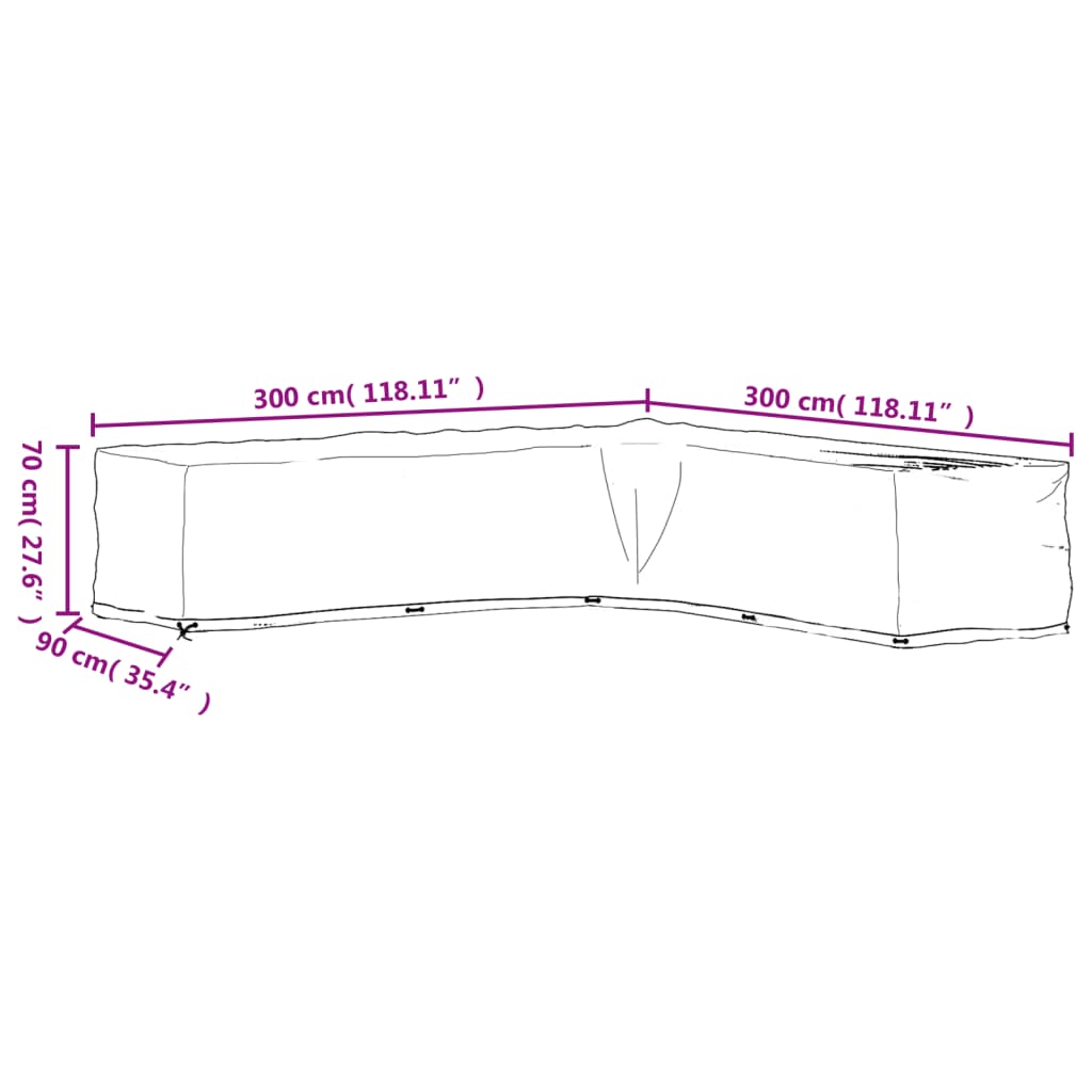 L-Shaped Garden Furniture Cover 20 Eyelets 300x300x70 cm