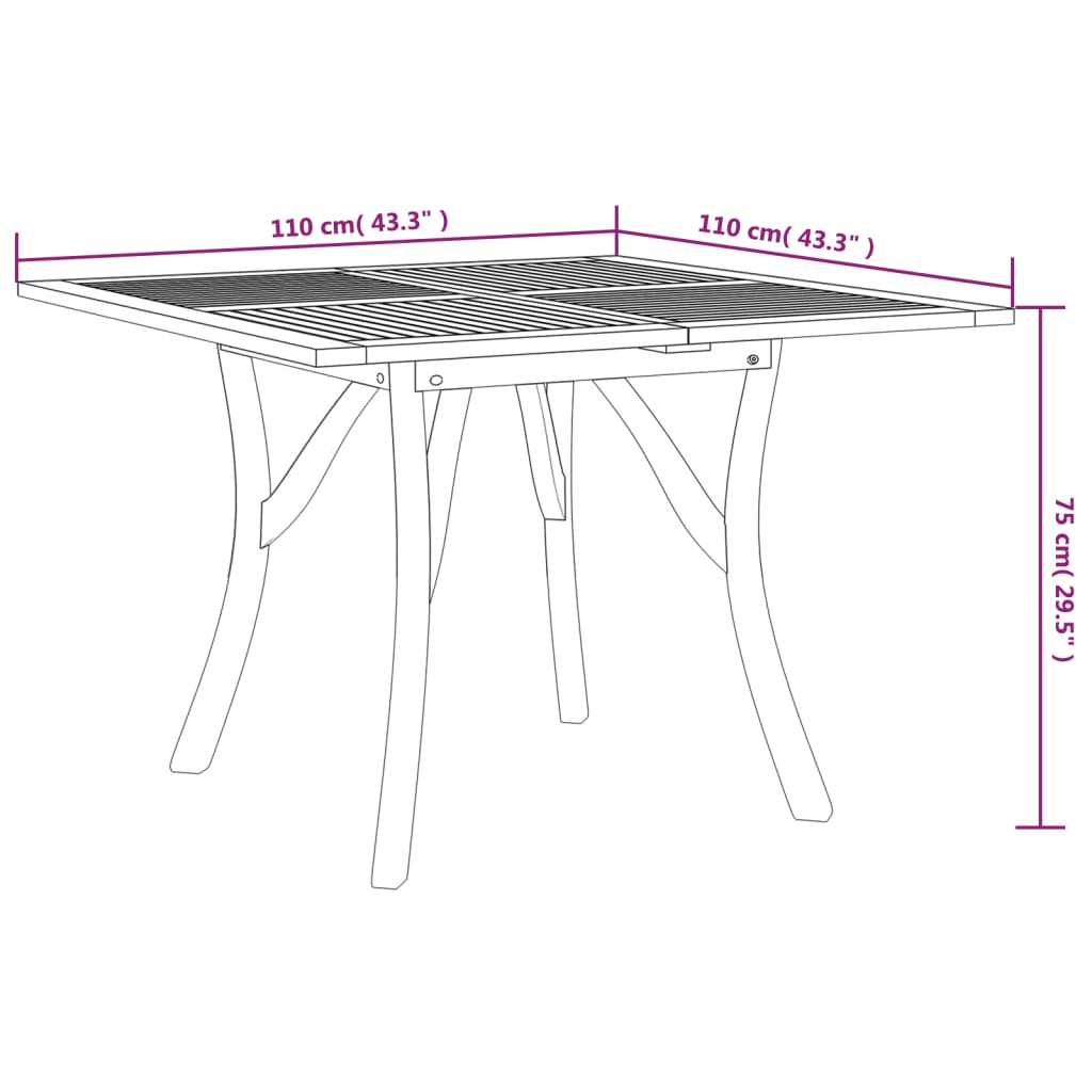 Garden Table 110x110x75 cm Solid Wood Acacia