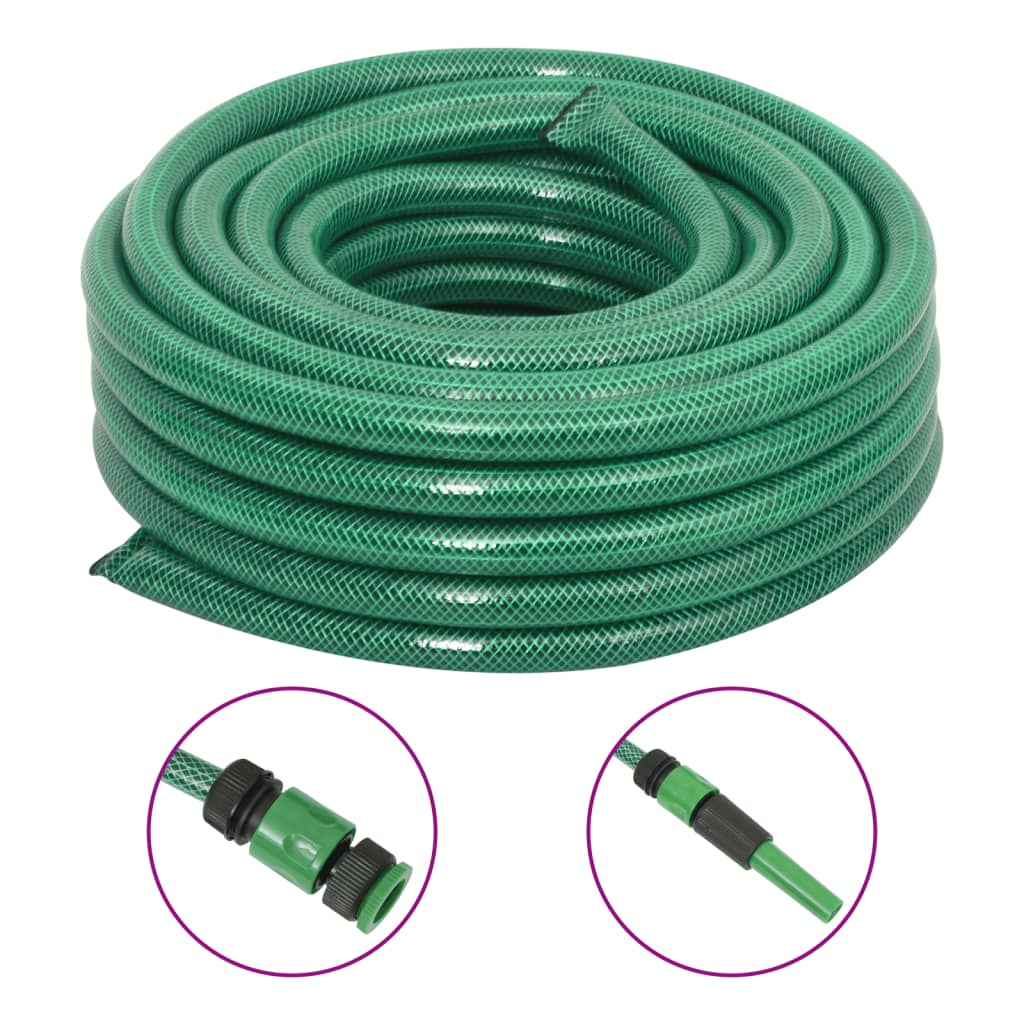 Garden Hose with Fitting Set Green 0.75" 10 m PVC