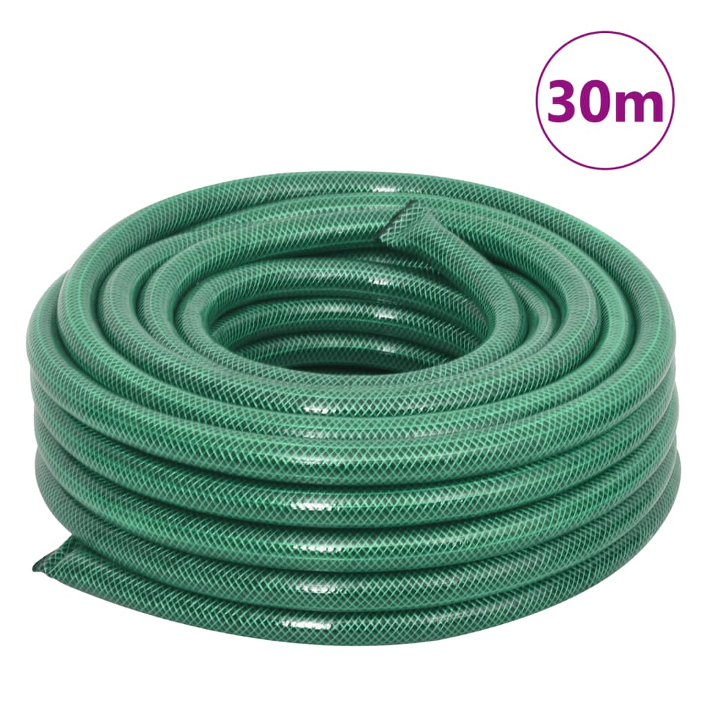 Garden Hose with Fitting Set Green 0.75" 30 m PVC