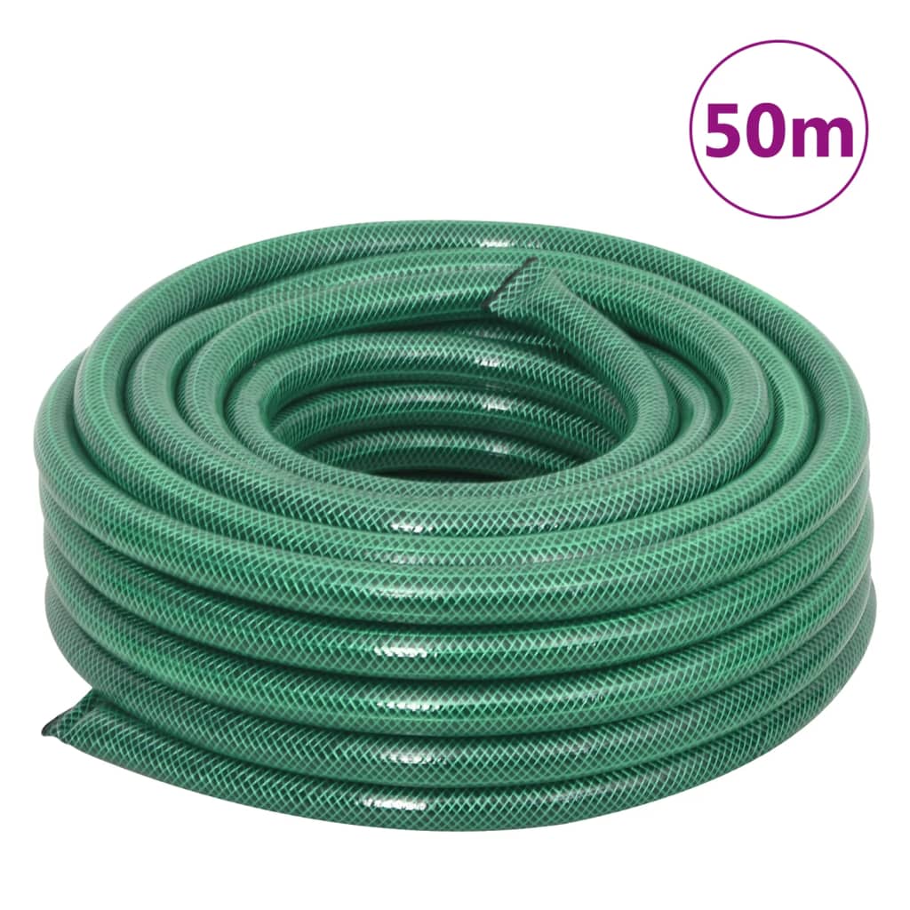 Garden Hose with Fitting Set Green 0.75" 50 m PVC