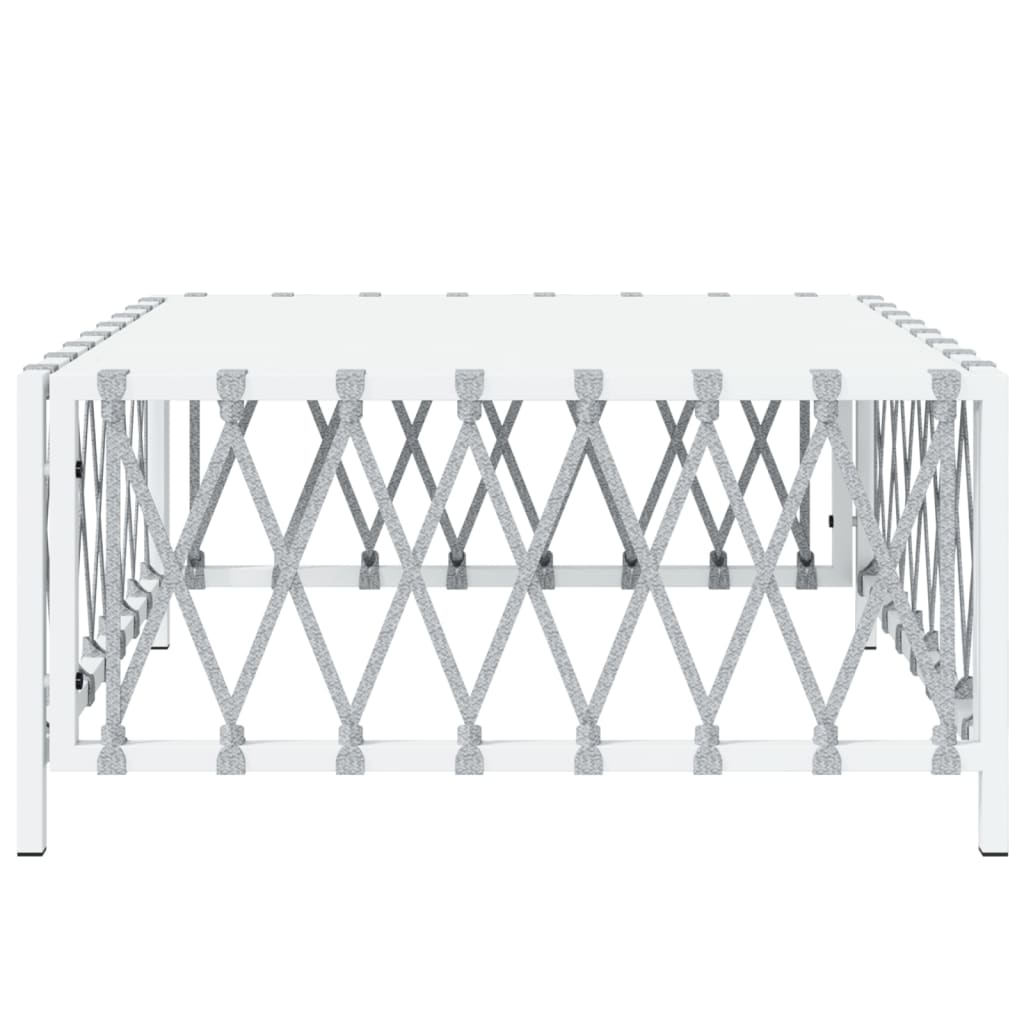 Garden Table White 70x70x34 cm Woven Fabric