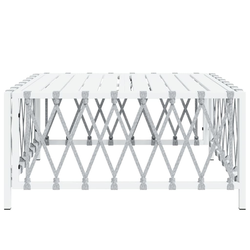 Garden Table White 70x70x34 cm Woven Fabric