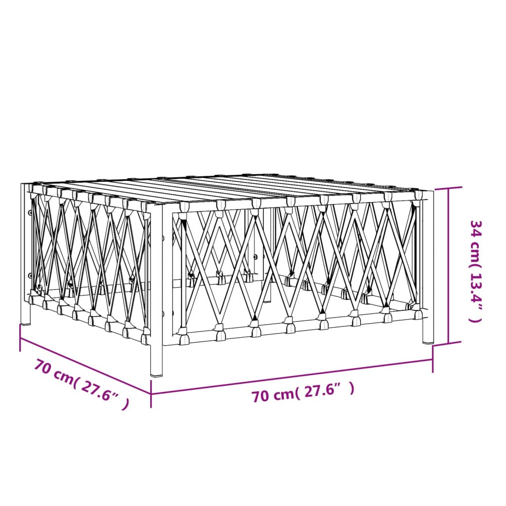 Garden Table White 70x70x34 cm Woven Fabric