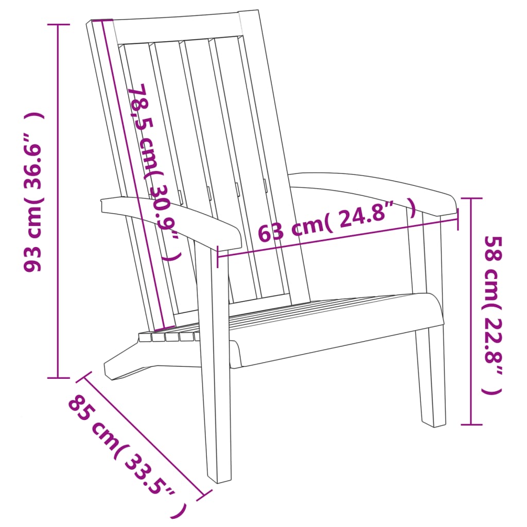 Garden Adirondack Chair Black Polypropylene