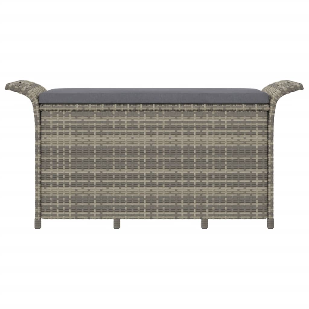 Garden Bench with Cushion Grey 116x46x57 cm Poly Rattan