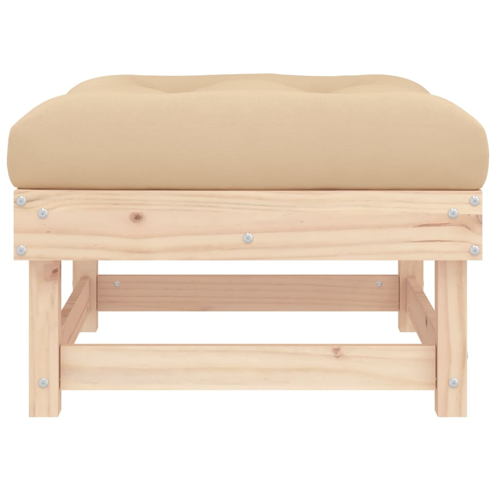 Garden Footstool with Cushion Solid Wood Pine