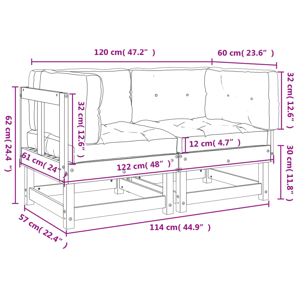 Corner Sofas with Cushions 2 pcs Honey Brown Solid Wood Pine