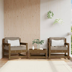 Garden Chairs with Cushions 2 pcs Honey Brown Solid Wood Pine