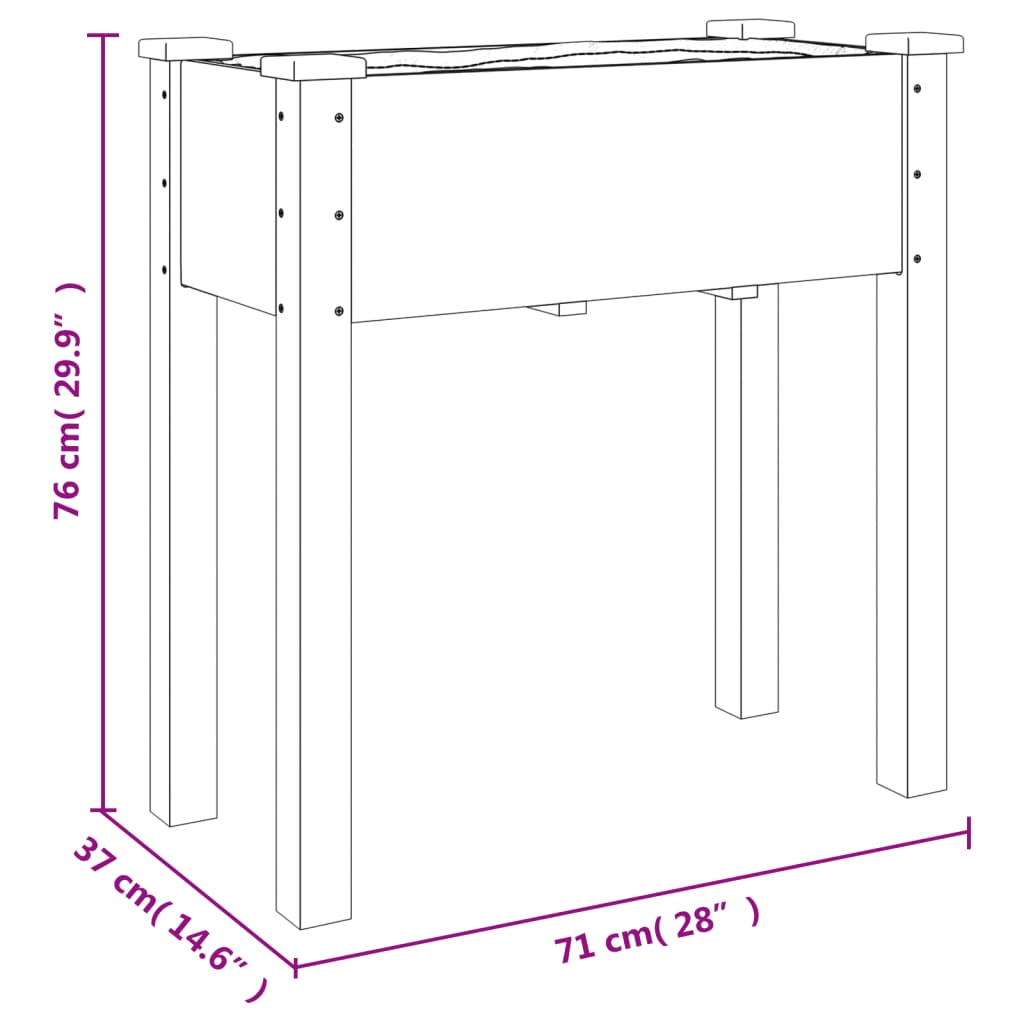 Planter with Liner 71x37x76 cm Solid Wood Fir