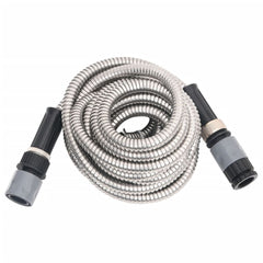 Garden Hose with Spray Nozzle Silver 0.6" 15 m Stainless Steel